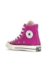 Baskets montantes en toile pourpres Converse