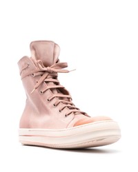 Baskets montantes en toile roses Rick Owens DRKSHDW