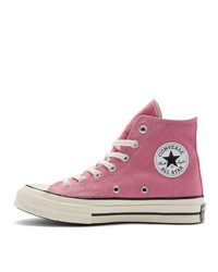 Baskets montantes en toile roses Converse