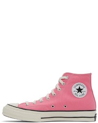 Baskets montantes en toile roses Converse