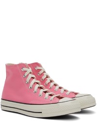 Baskets montantes en toile roses Converse