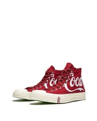 Baskets montantes en toile rouge et blanc Converse