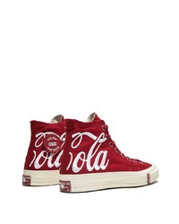 Baskets montantes en toile rouge et blanc Converse