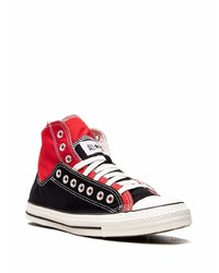 Baskets montantes en toile rouge et noir Converse