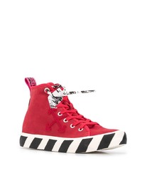 Baskets montantes en toile rouges Off-White