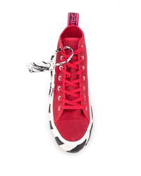 Baskets montantes en toile rouges Off-White