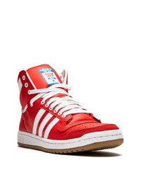 Baskets montantes en toile rouges adidas