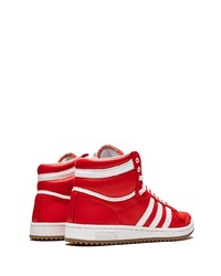 Baskets montantes en toile rouges adidas