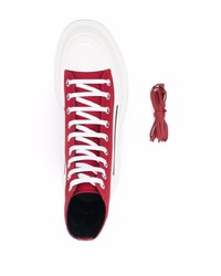 Baskets montantes en toile rouges Alexander McQueen