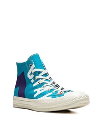 Baskets montantes en toile turquoise Converse