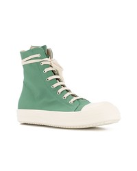 Baskets montantes en toile vert menthe Rick Owens DRKSHDW