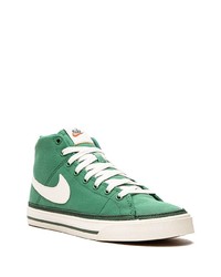 Baskets montantes en toile vertes Nike