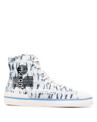 Baskets montantes imprimé tie-dye bleu clair