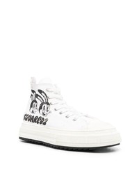 Baskets montantes imprimées blanches DSQUARED2