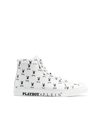 Baskets montantes imprimées blanches Philipp Plein