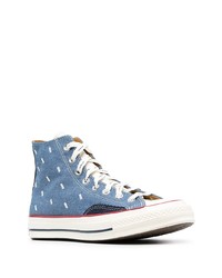 Baskets montantes imprimées bleues Converse