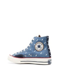 Baskets montantes imprimées bleues Converse