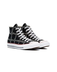 Baskets montantes imprimées noires et blanches Converse X JW Anderson