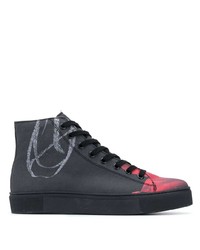 Baskets montantes imprimées noires Yohji Yamamoto