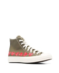 Baskets montantes imprimées olive COMME DES GARÇONS PLAY X CONVERSE