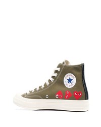 Baskets montantes imprimées olive COMME DES GARÇONS PLAY X CONVERSE