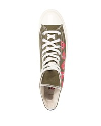 Baskets montantes imprimées olive COMME DES GARÇONS PLAY X CONVERSE