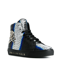 Baskets montantes imprimées serpent noires Philipp Plein