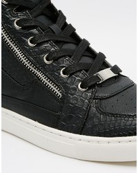 Baskets montantes imprimées serpent noires Asos