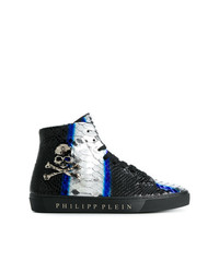 Baskets montantes imprimées serpent noires Philipp Plein