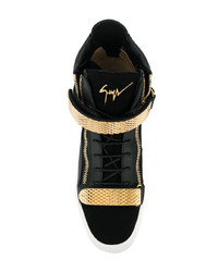 Baskets montantes noir et doré Giuseppe Zanotti Design