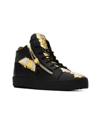 Baskets montantes noir et doré Giuseppe Zanotti Design