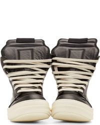 Baskets montantes noires et blanches Rick Owens