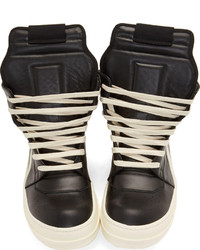 Baskets montantes noires et blanches Rick Owens