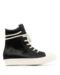 Baskets montantes noires et blanches Rick Owens