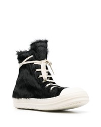 Baskets montantes noires et blanches Rick Owens