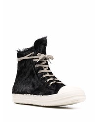 Baskets montantes noires et blanches Rick Owens