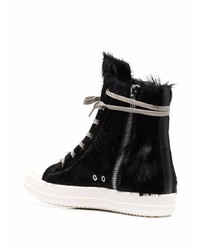 Baskets montantes noires et blanches Rick Owens