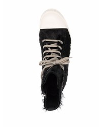 Baskets montantes noires et blanches Rick Owens