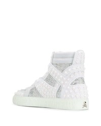 Baskets montantes ornées blanches Philipp Plein