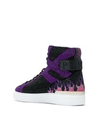 Baskets montantes ornées noires Philipp Plein