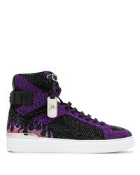 Baskets montantes ornées noires Philipp Plein