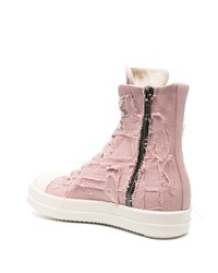 Baskets montantes roses Rick Owens DRKSHDW