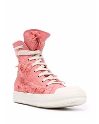 Baskets montantes roses Rick Owens