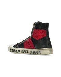 Baskets montantes rouge et noir Amiri