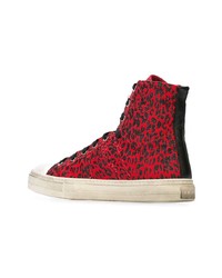 Baskets montantes rouge et noir Amiri