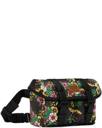 Besace en cuir à fleurs noire Kenzo