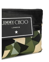 Besace en cuir camouflage vert foncé Jimmy Choo