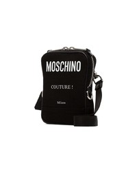 Besace en cuir imprimée noire et blanche Moschino