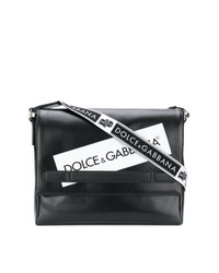 Besace en cuir imprimée noire et blanche Dolce & Gabbana
