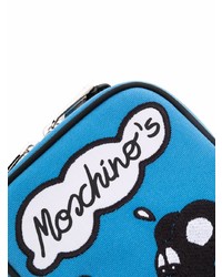 Besace en toile brodée bleue Moschino
